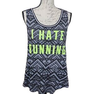 Pink Victoria's Secret Ladies Size Large Black Green I Hate Running Tank Top